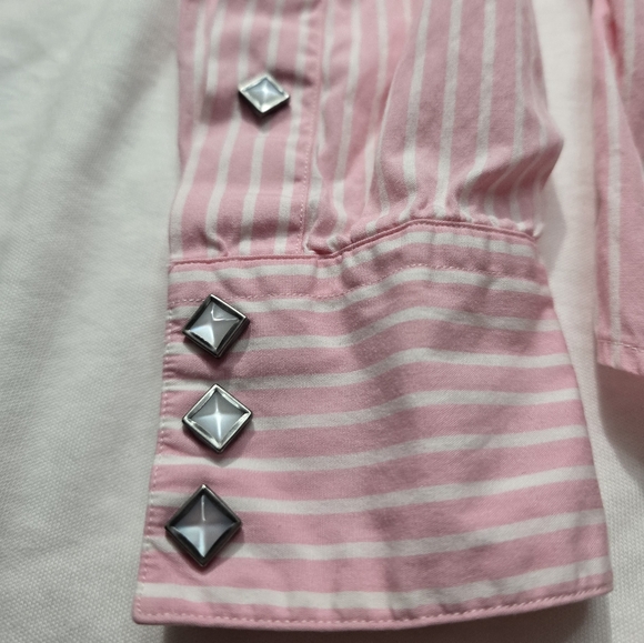Ralph Lauren Slim Fit PinkWhite Striped Western Long Sleeve Snap Down Shirt Sz 4 - Picture 10 of 11